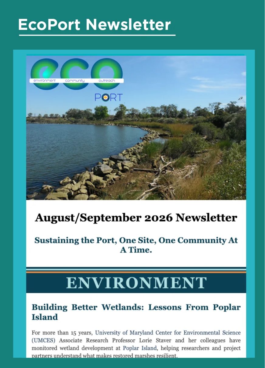 This is a screenshot of the first page of the Ecoport newsletter. This is the August and September 2026 edition.
